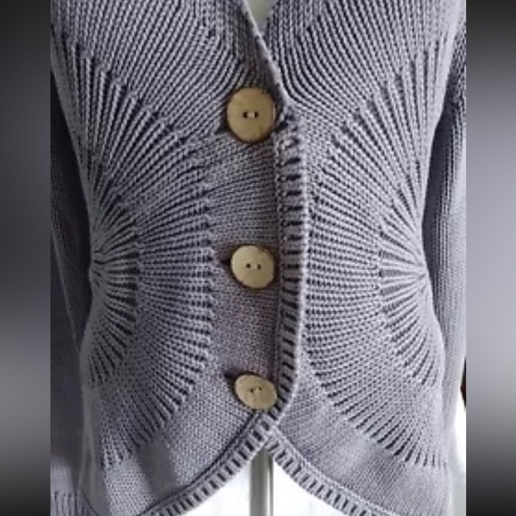 Isabella Bird Womens Lavender Gray Button Front Knit Cardigan Sweater Sz S - Picture 3 of 4